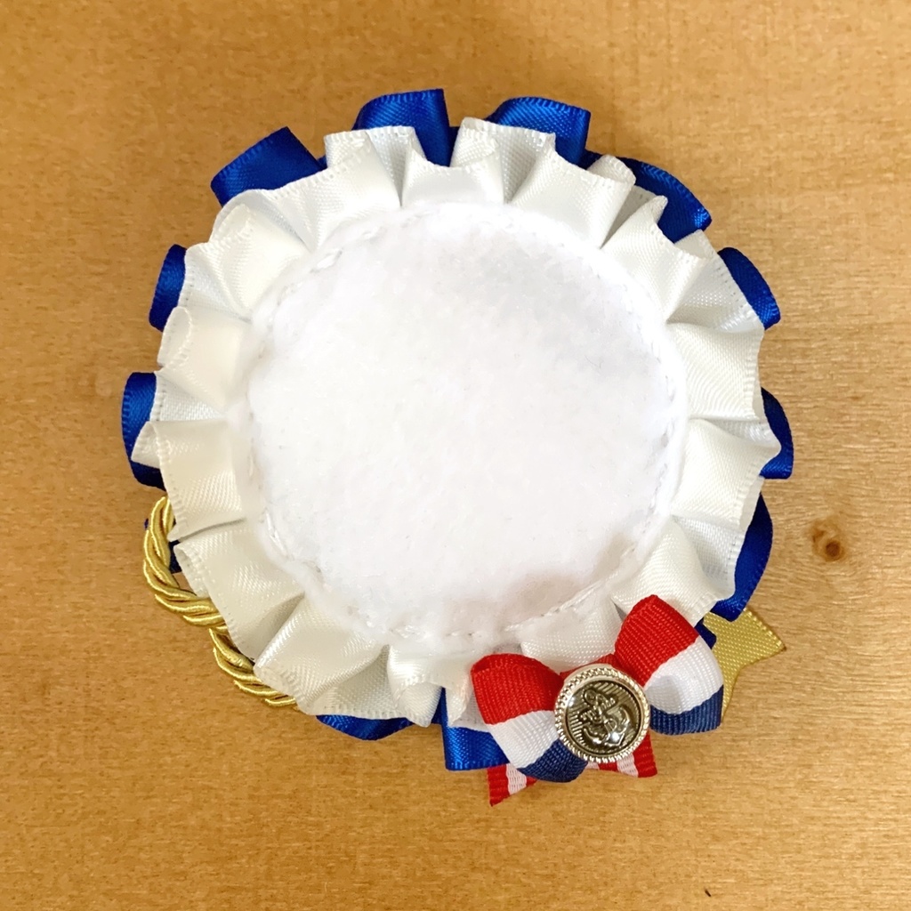 缶バッジロゼット ネイビーブルー × ホワイト マリン