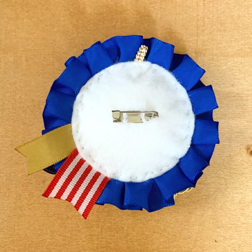 缶バッジロゼット ネイビーブルー × ホワイト マリン