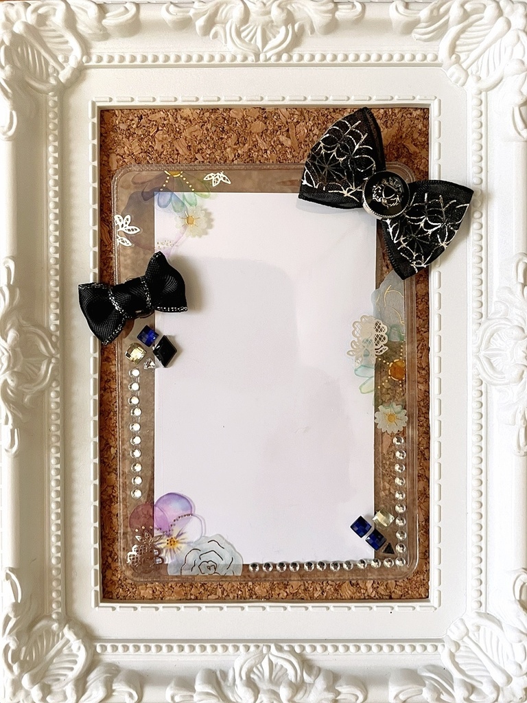 缶バッジロゼット カードケース パープル系 悪魔と薔薇 ゴシック セット