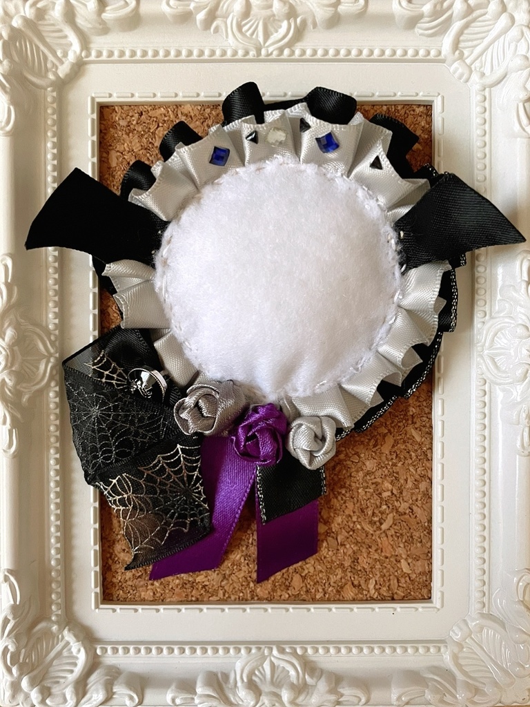 缶バッジロゼット カードケース パープル系 悪魔と薔薇 ゴシック セット