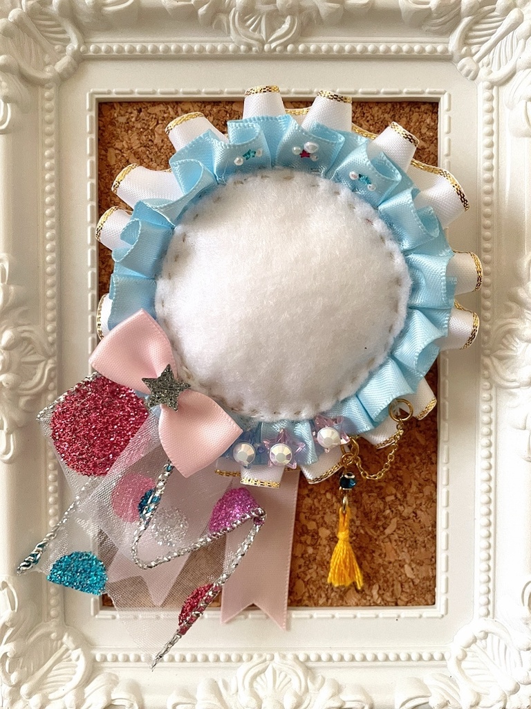 缶バッジロゼット カードケース ピンクとブルー キラキラお星さま セット