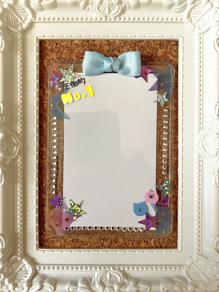 缶バッジロゼット カードケース ピンクとブルー キラキラお星さま セット