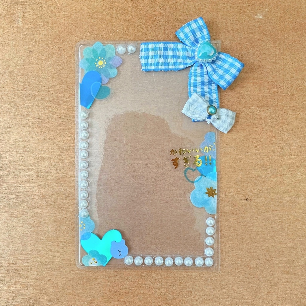 くまみみ 缶バッジロゼット カードケース ブルー チェック 王様 セット