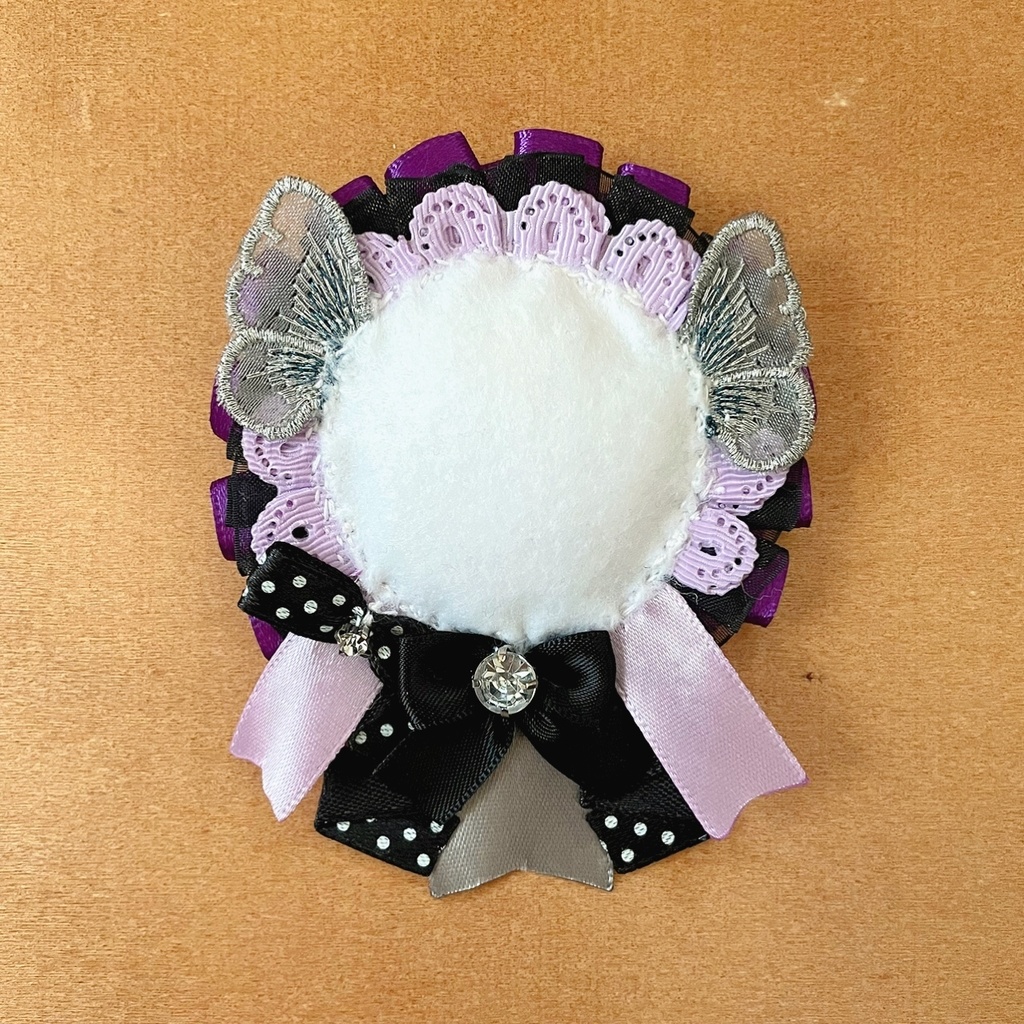 蝶の羽根 缶バッジロゼット カードケース パープル ブラック セット