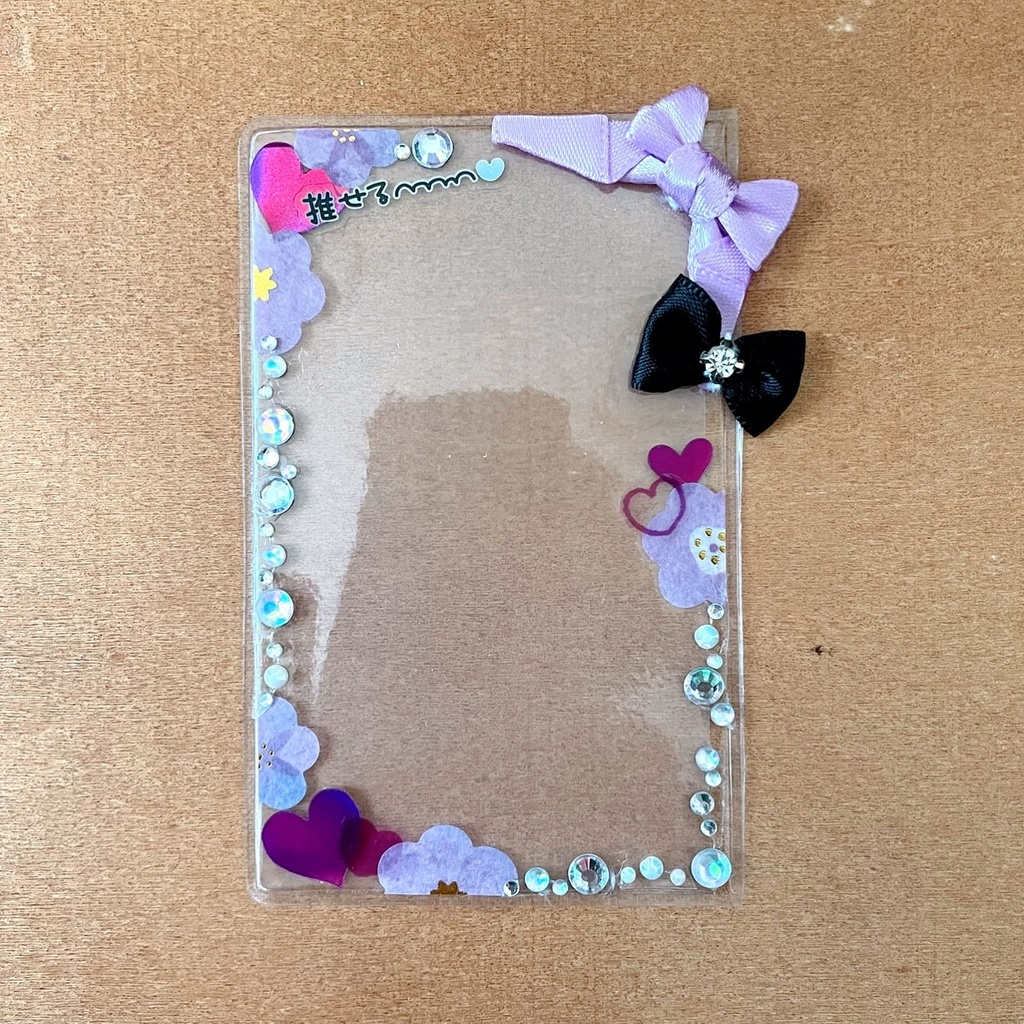 蝶の羽根 缶バッジロゼット カードケース パープル ブラック セット