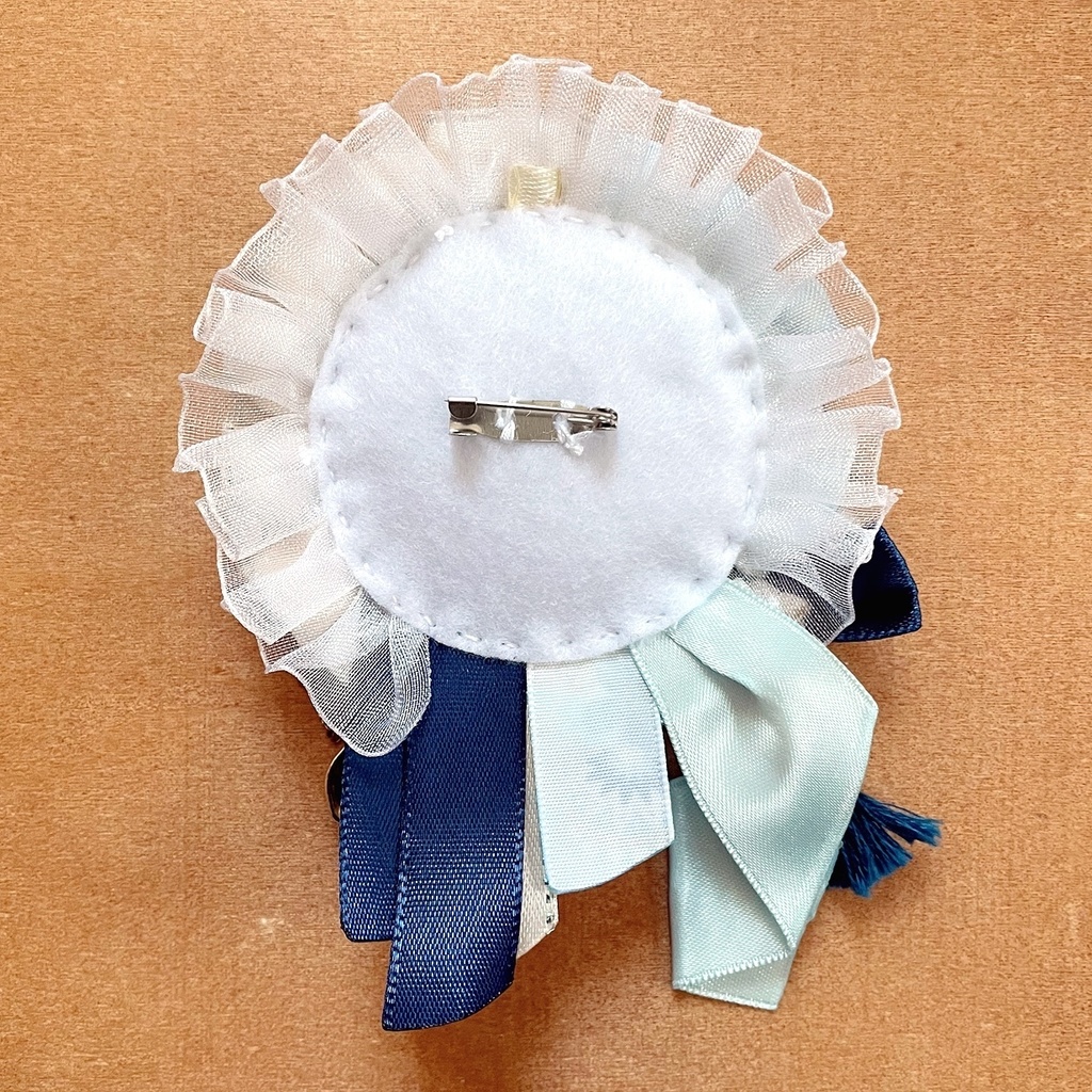 和柄 缶バッジロゼット 水鞠の綾 狐面