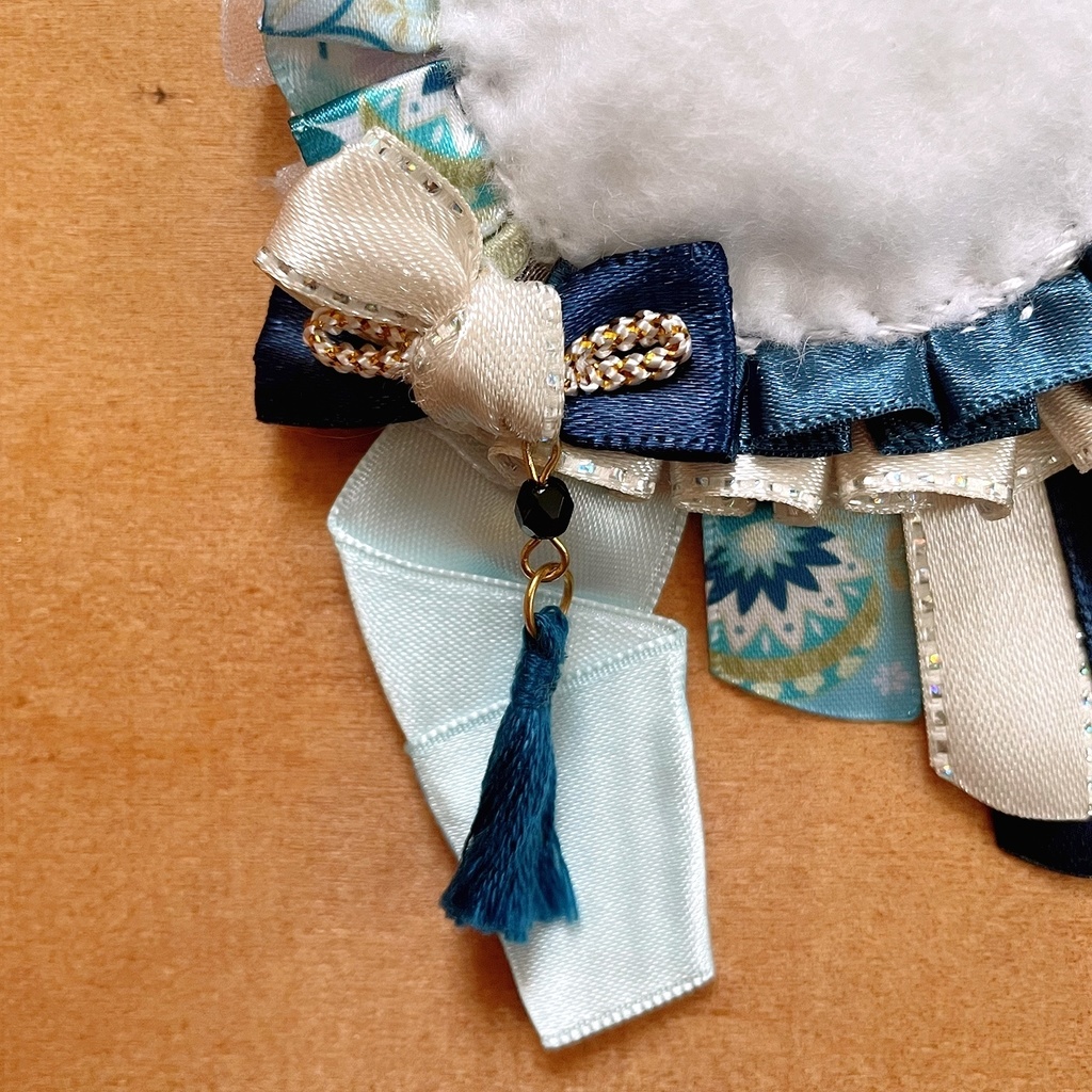 和柄 缶バッジロゼット 水鞠の綾 狐面