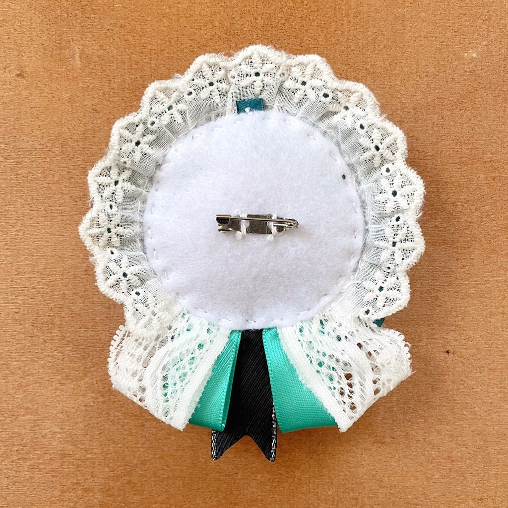 ネコ耳 缶バッジロゼット カードケース エメラルド レース 黒猫 セット