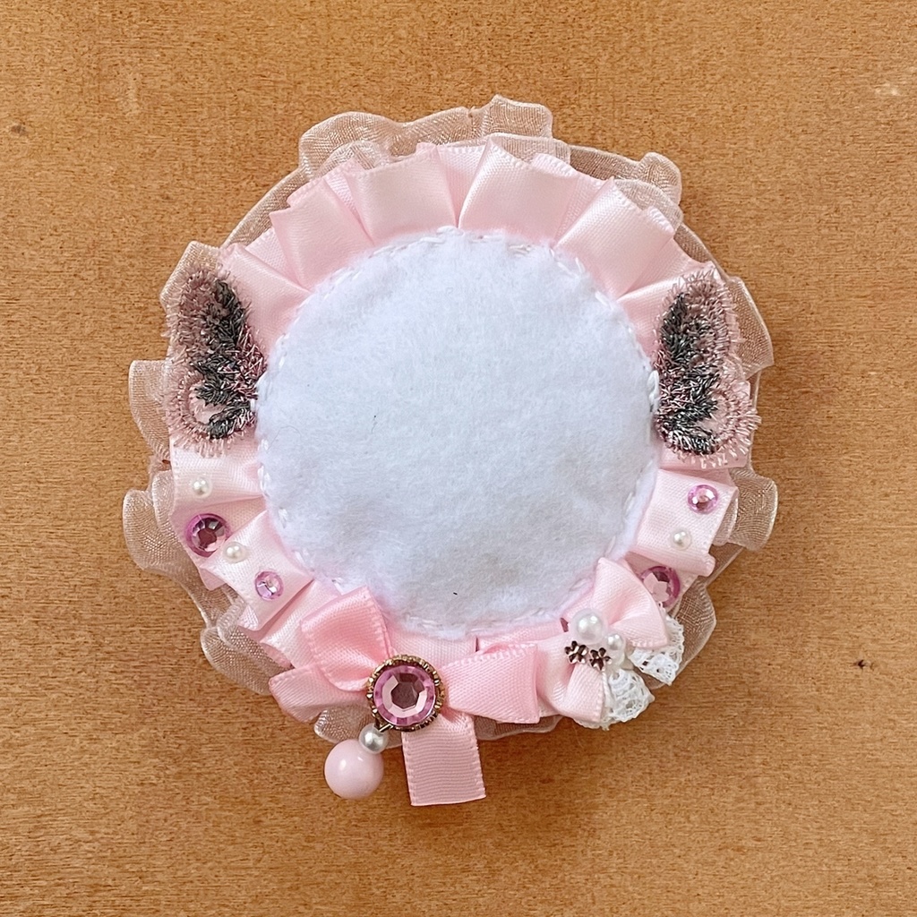 蝶の羽根 缶バッジロゼット カードケース ピンクカラー シフォン セット