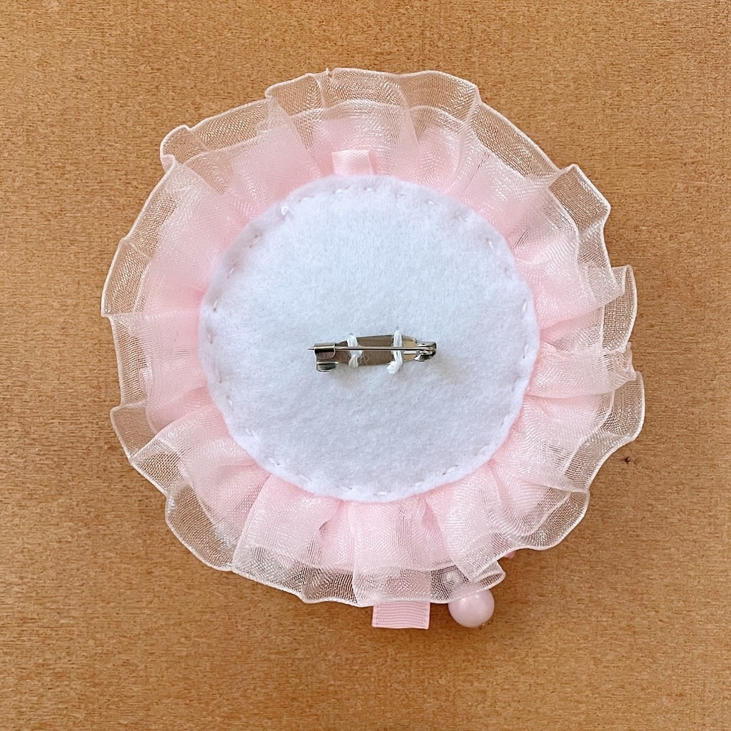 蝶の羽根 缶バッジロゼット カードケース ピンクカラー シフォン セット