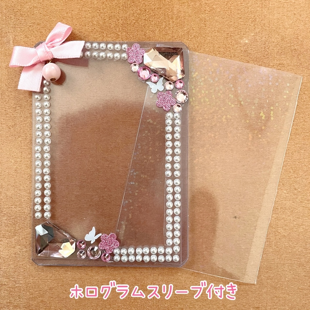 蝶の羽根 缶バッジロゼット カードケース ピンクカラー シフォン セット