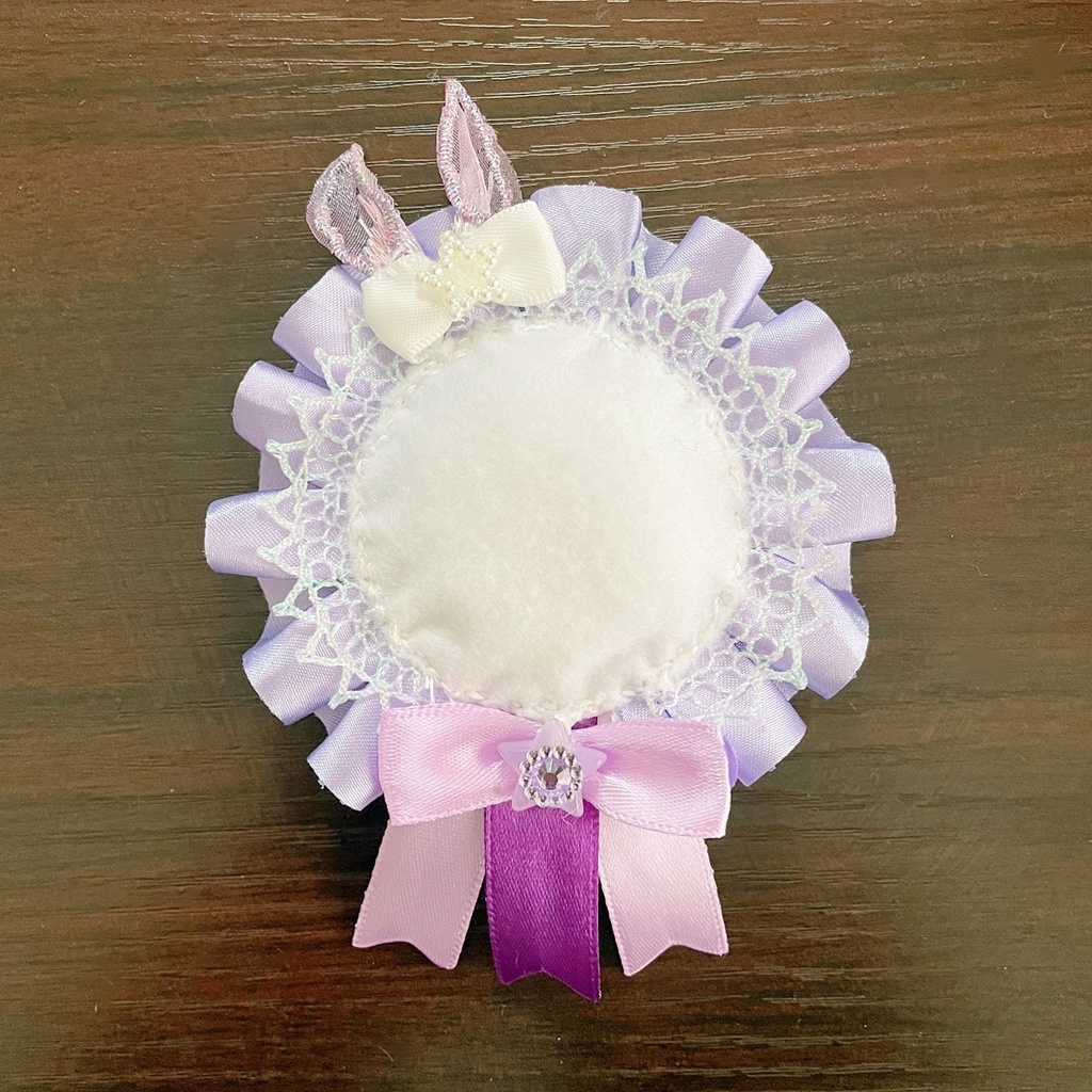 うさ耳缶バッジロゼット バッグチャーム パープル オーロラ スター セット