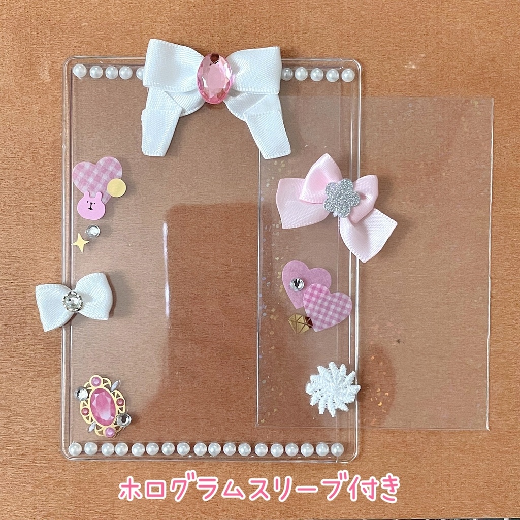 天使の羽根 ハート缶バッジロゼット カードケース ピンク レース セット