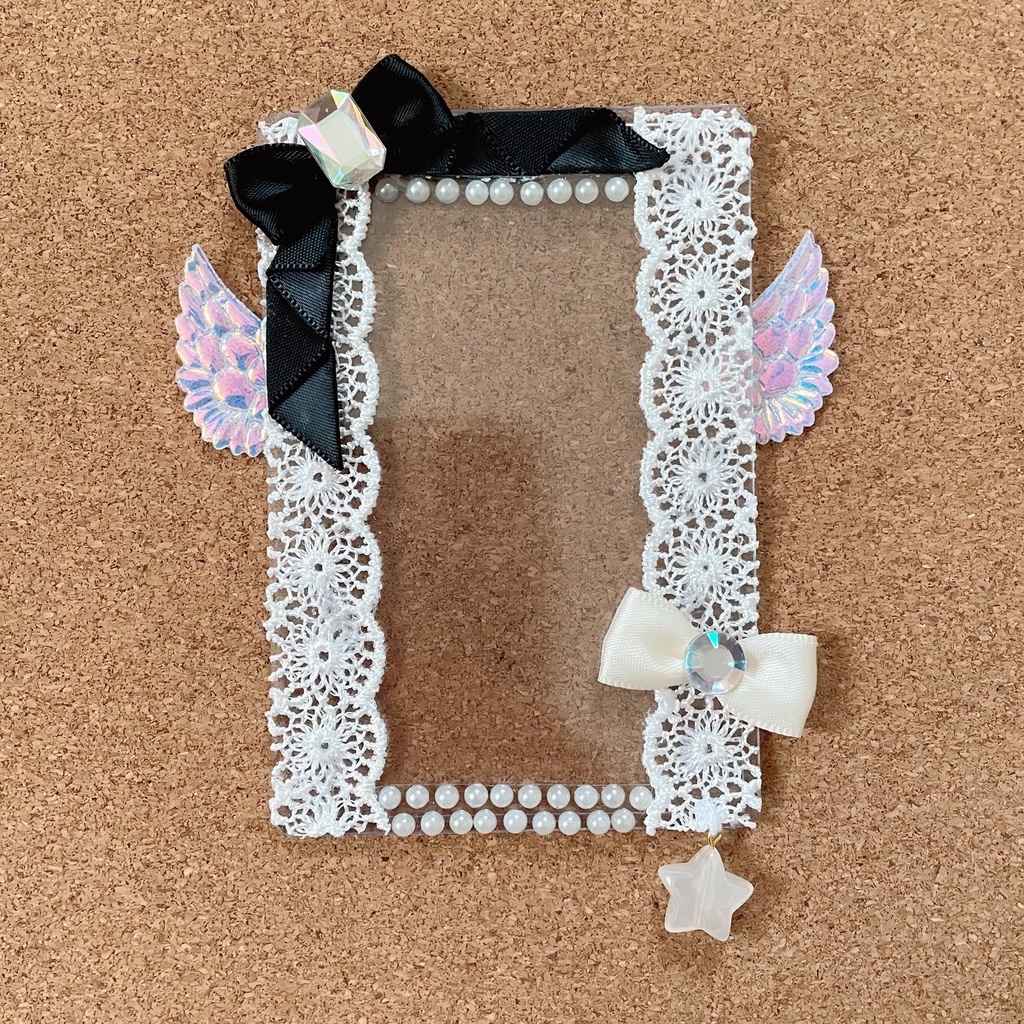 天使の羽根 バッジロゼット カードケース ブラック スター レース セット