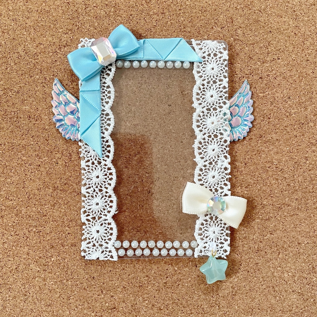 天使の羽根 バッジロゼット カードケース ブルー スター レース セット