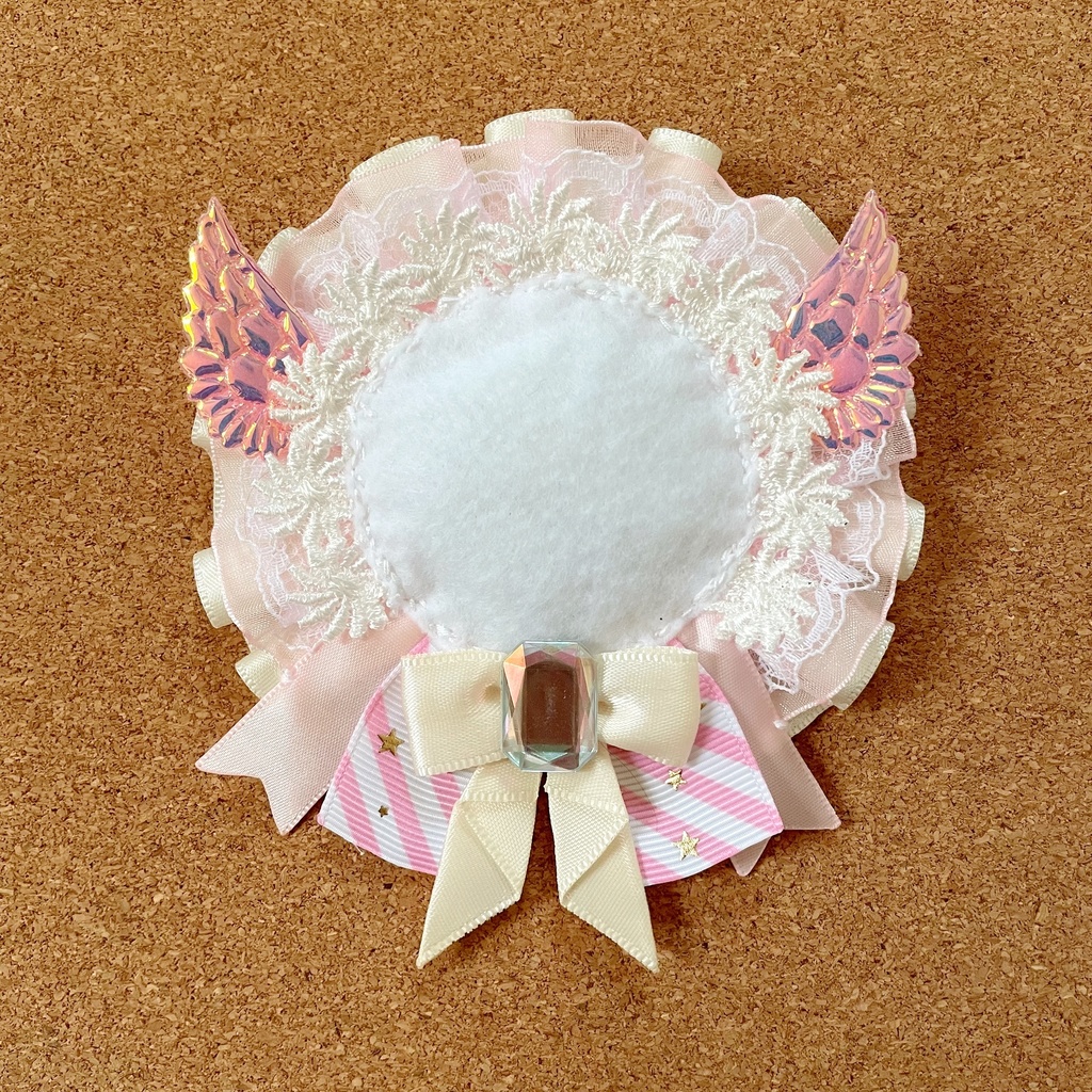 天使の羽根 バッジロゼット カードケース ピンク スター レース セット