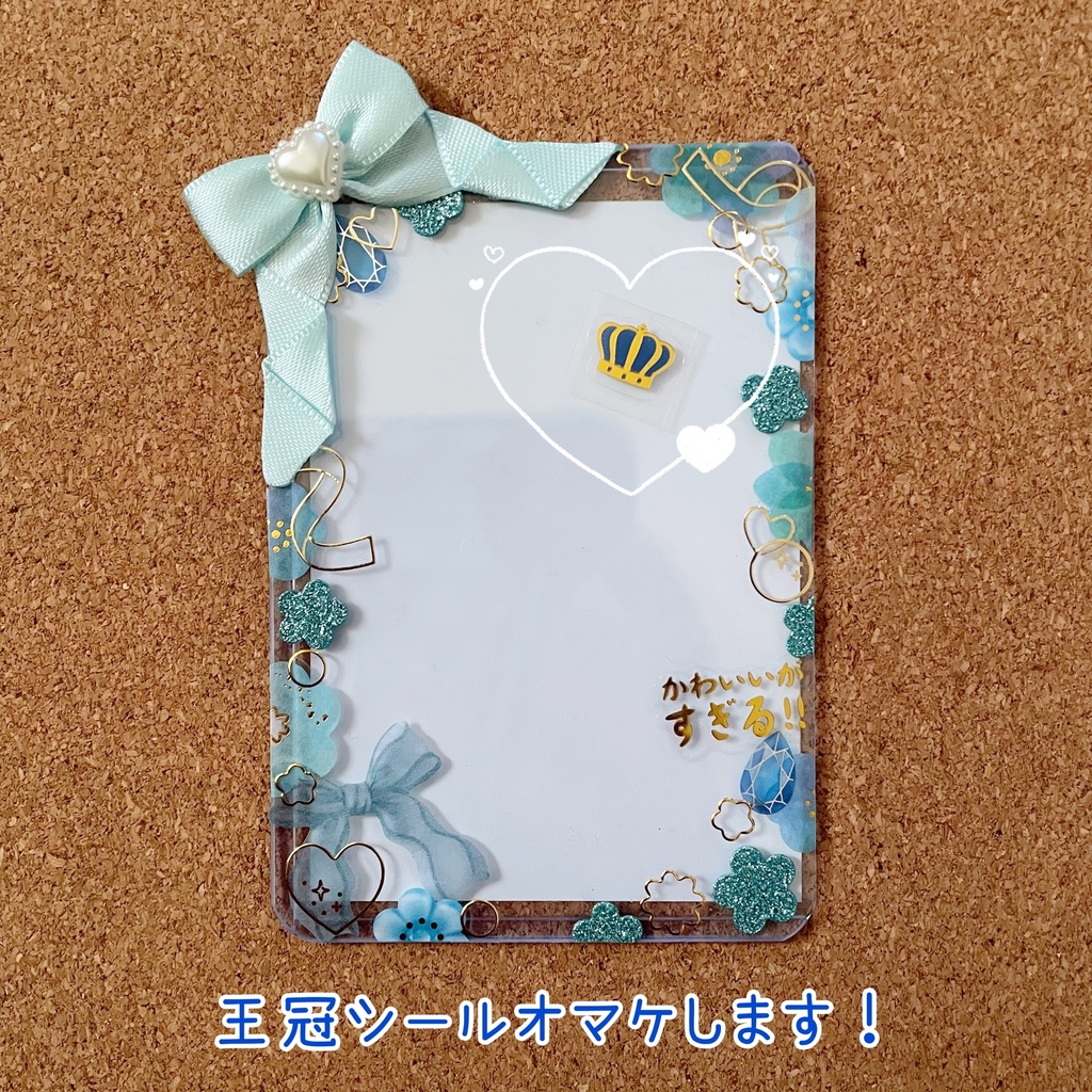 キーホルダーも付けられる ハート型缶バッジロゼット カードケース ブルー天使