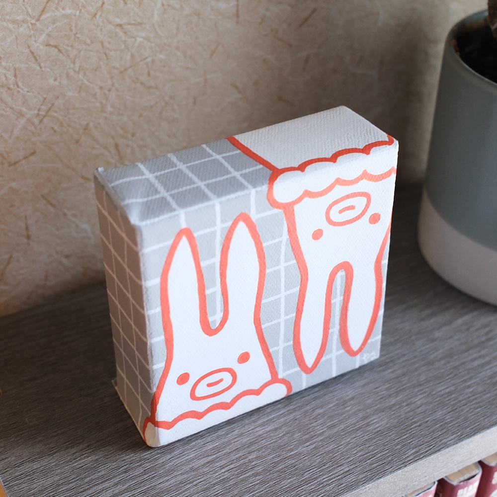 ミニキャンバス「ポンコツうさぎは考える」