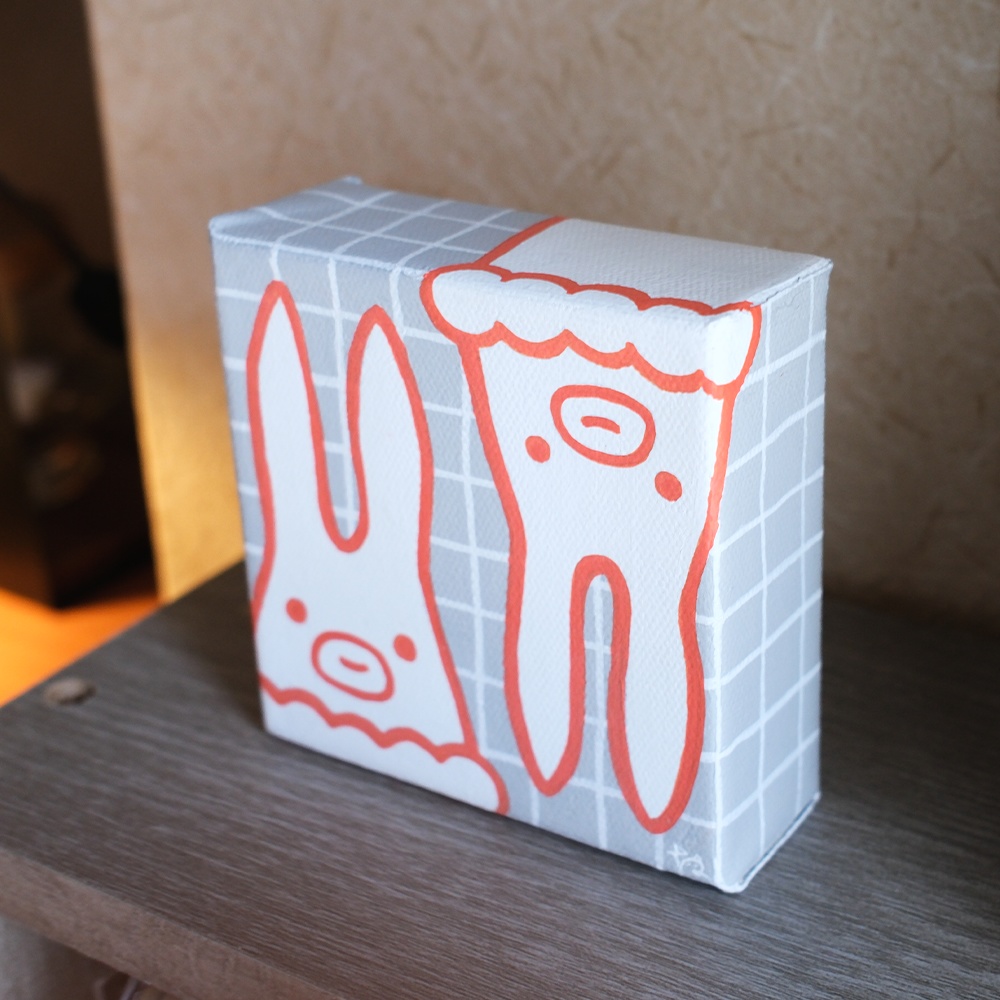 ミニキャンバス「ポンコツうさぎは考える」