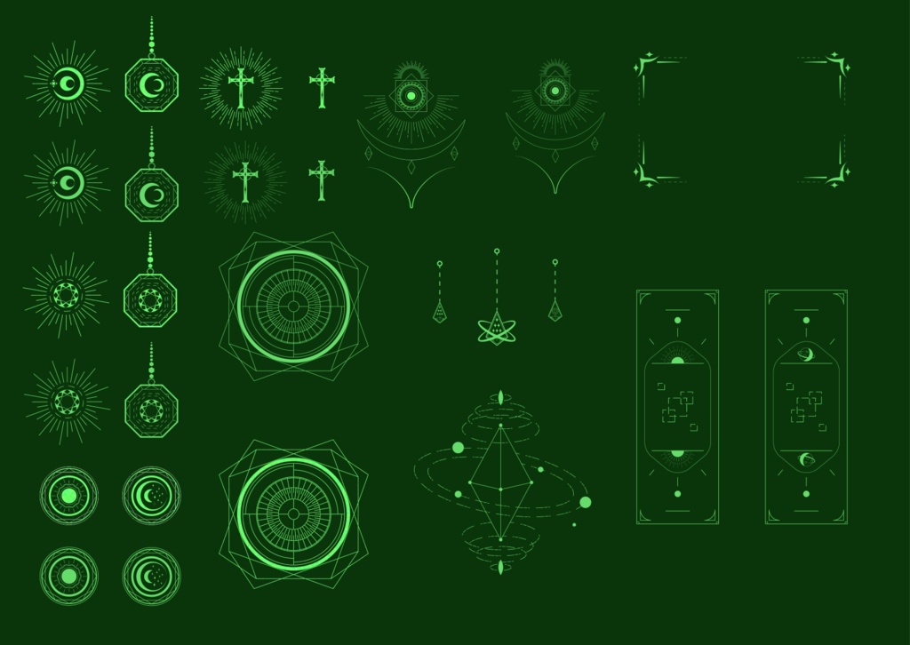 月やら太陽やら十字架やらの素材集(シンプルver)