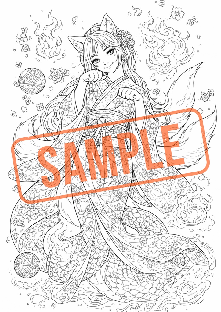  【日本妖怪】猫又 塗り絵 | Japanese Yokai - Nekomata Coloring Page