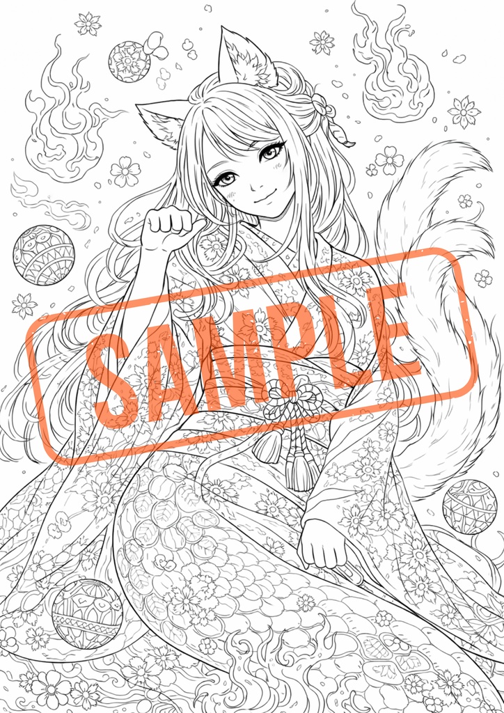 【日本妖怪】猫又 塗り絵 | Japanese Yokai - Nekomata Coloring Page