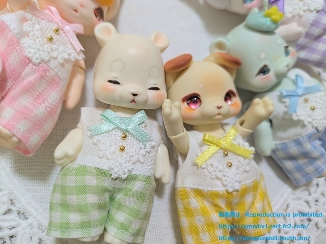 レース付きギンガムチェックのオールインワン