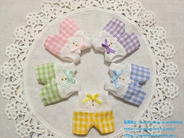 レース付きギンガムチェックのオールインワン