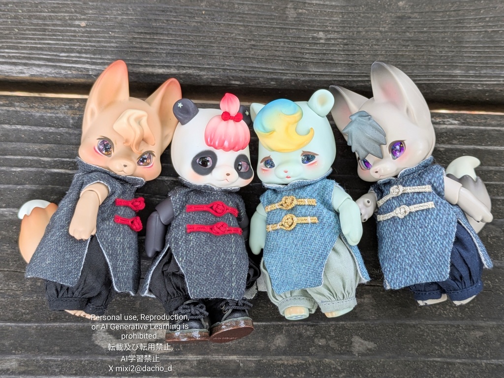 デニム風生地チャイナ(上下セット)