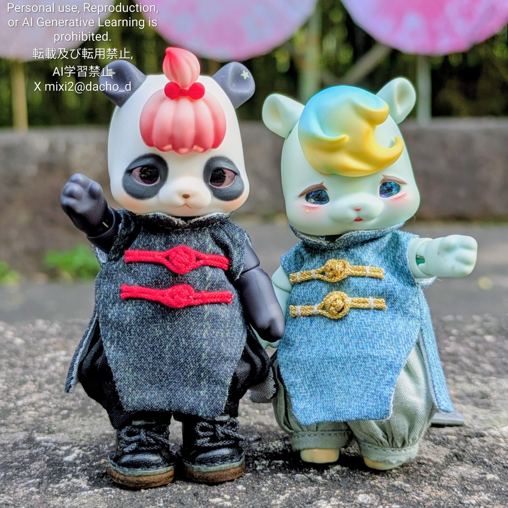 デニム風生地チャイナ(上下セット)