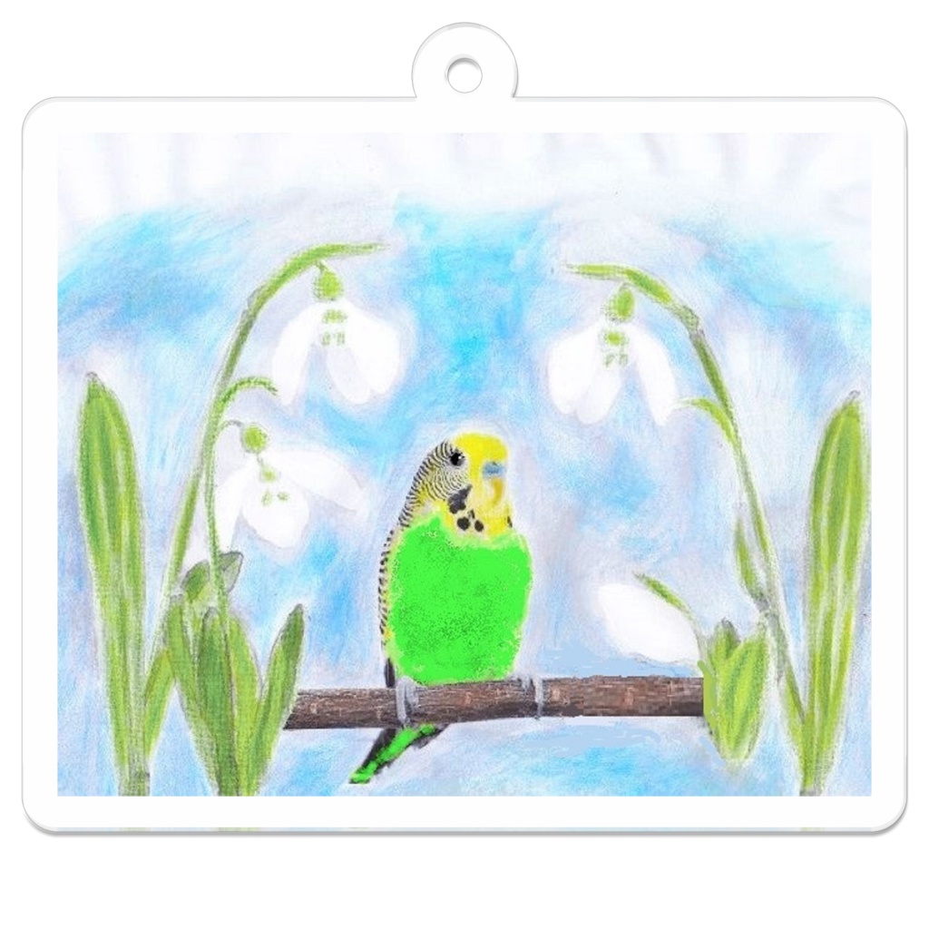 花(スノードロップ)とインコ