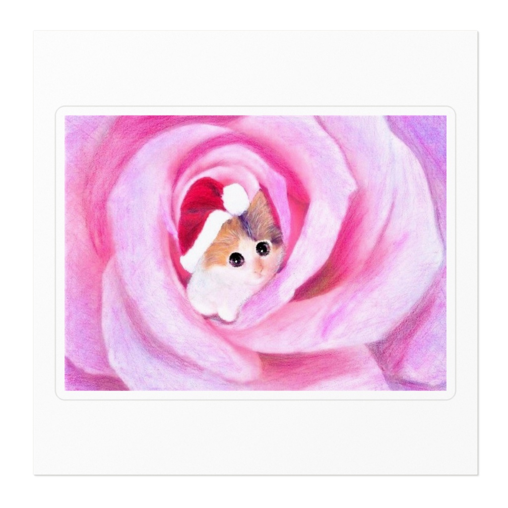 サンタ帽子を被った子猫