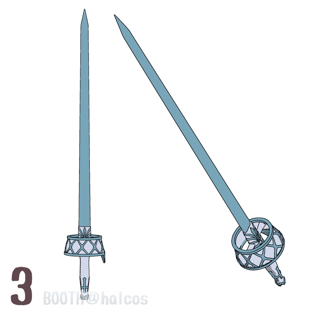 【3D】武器/バックソード(5種)