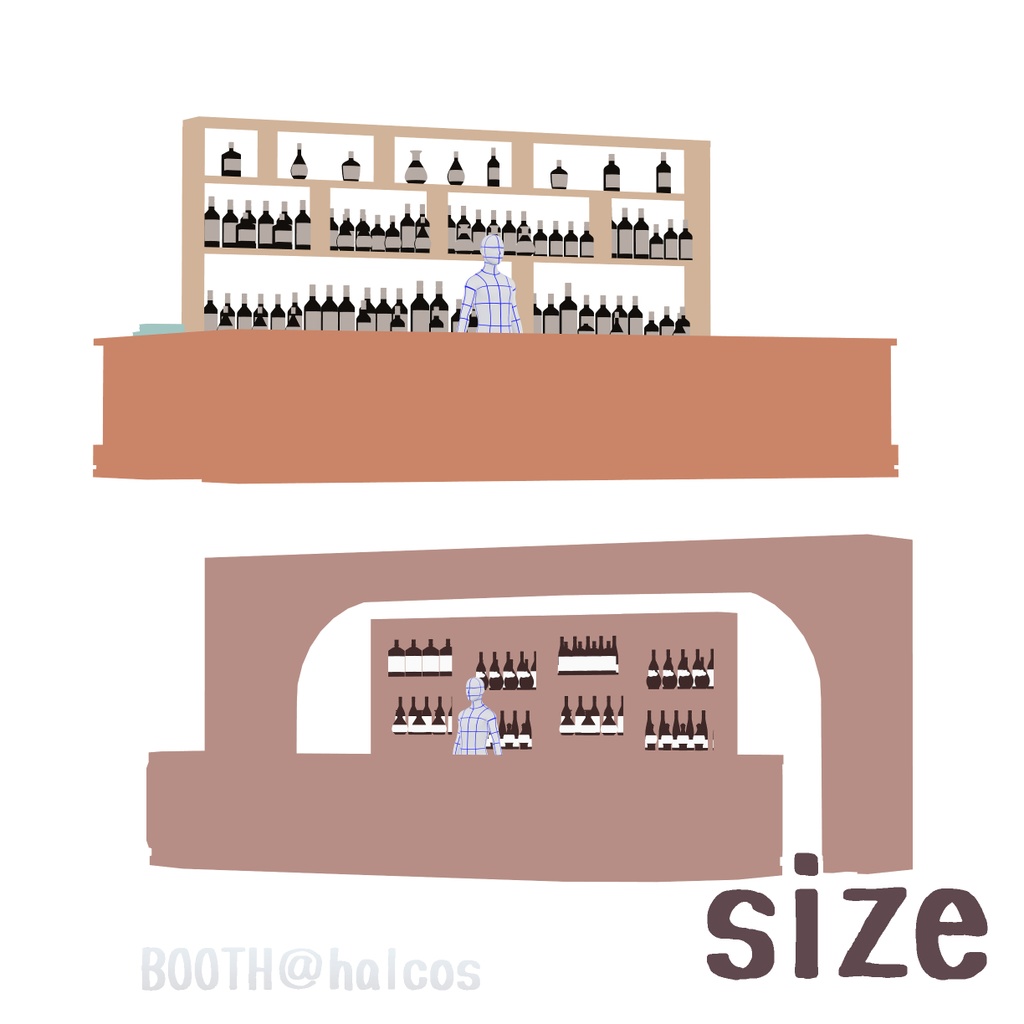 【3D】舞台/酒場のカウンター(2種)