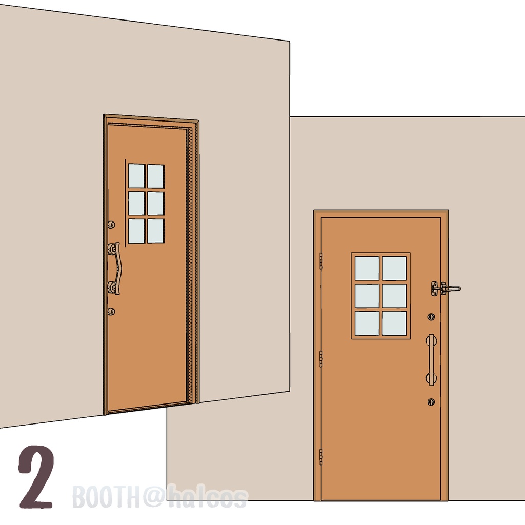 【3D】小道具/ドア/玄関用(全10種)