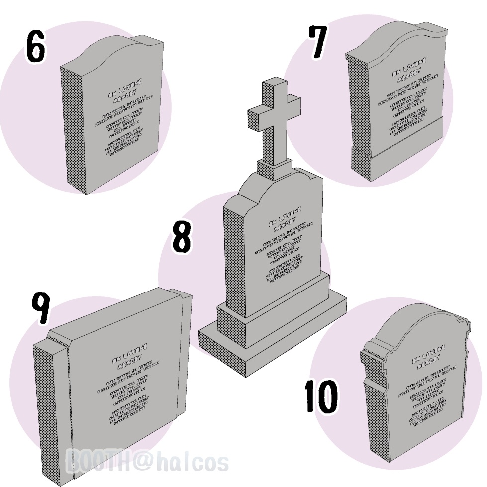 【3D】小道具/西洋の墓石(10種)