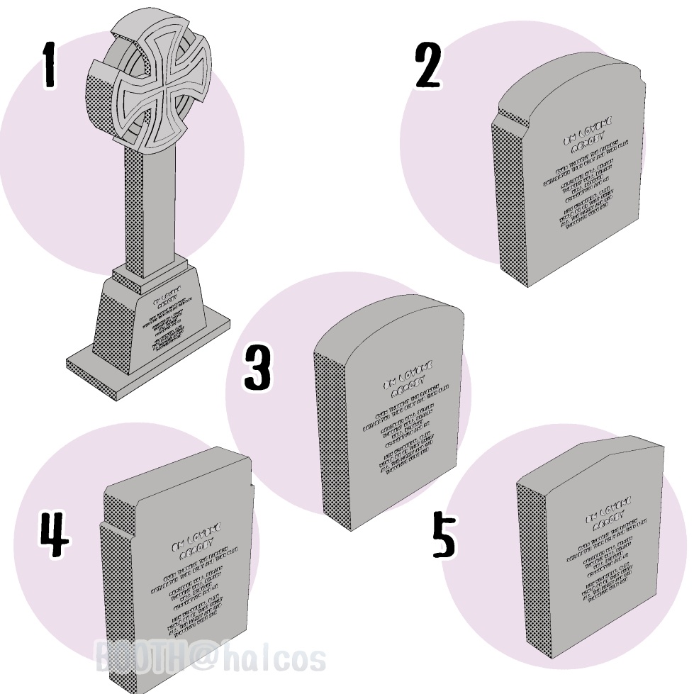 【3D】小道具/西洋の墓石(10種)