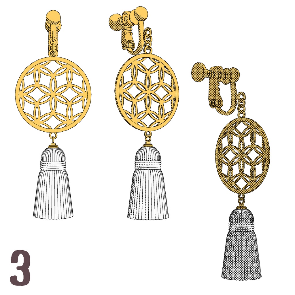 【3D】アクセサリー/イヤリング(3種)