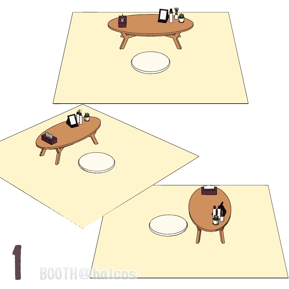 【3D】家具/ローテーブルセット(5種)