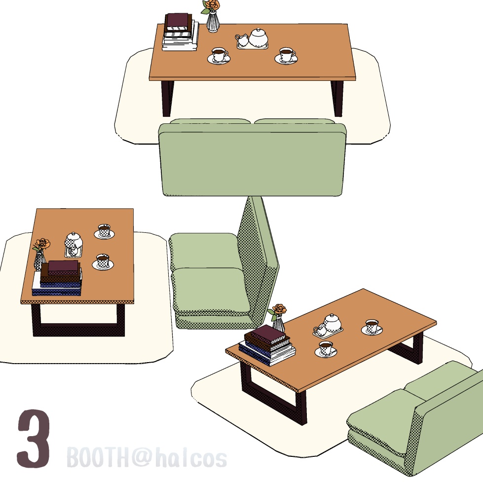 【3D】家具/ローテーブルセット(5種)