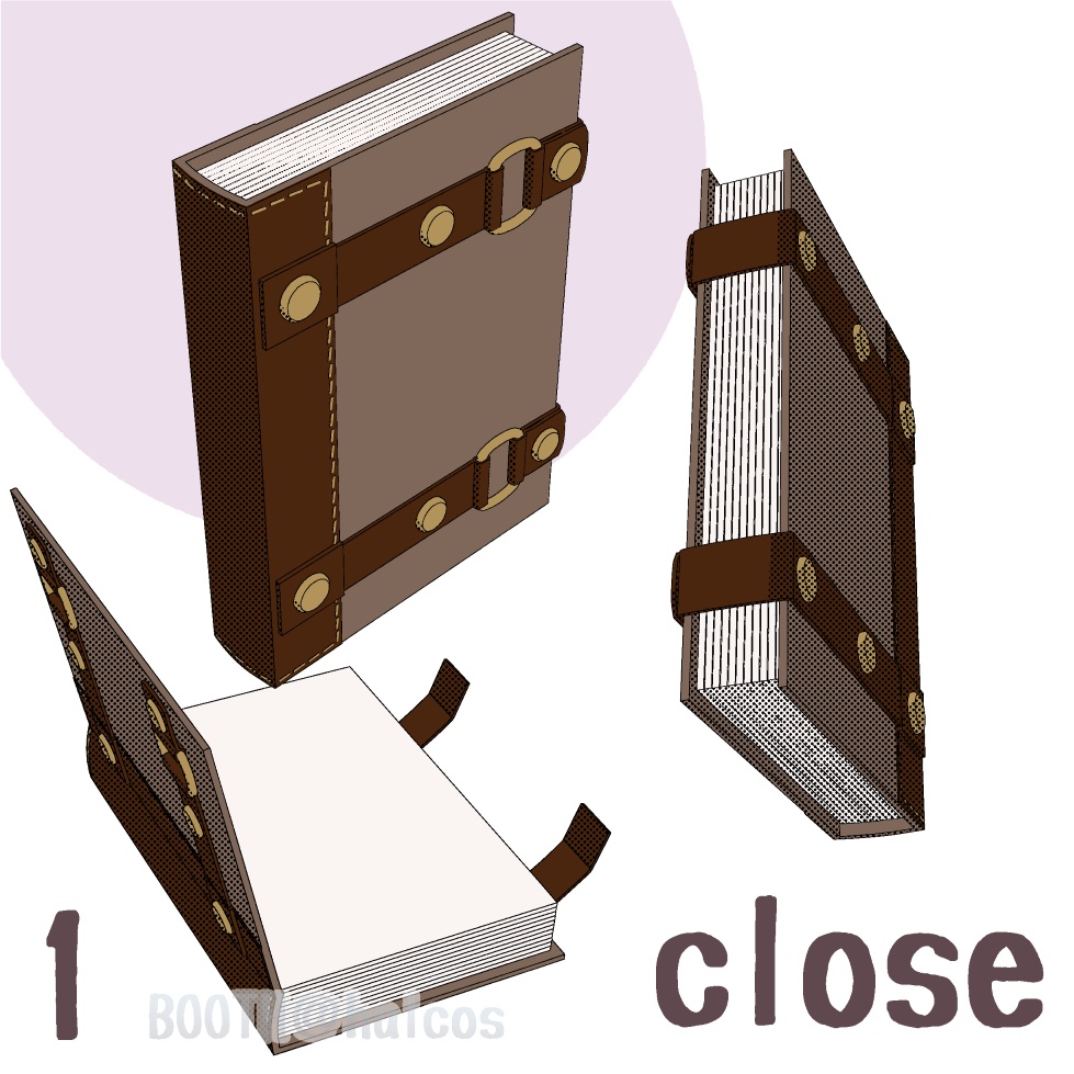 【3D】小物/ベルト付きの本(閉/開/半開)