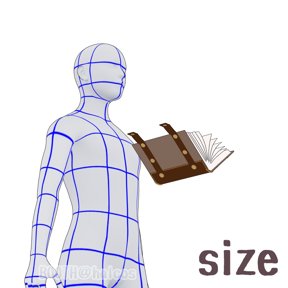 【3D】小物/ベルト付きの本(閉/開/半開)