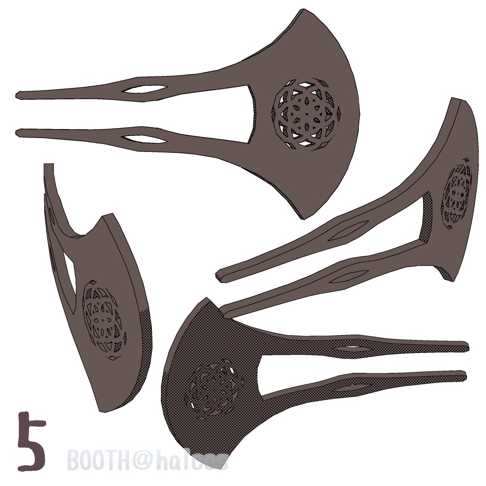 【3D】アクセサリー/かんざし/バチ型