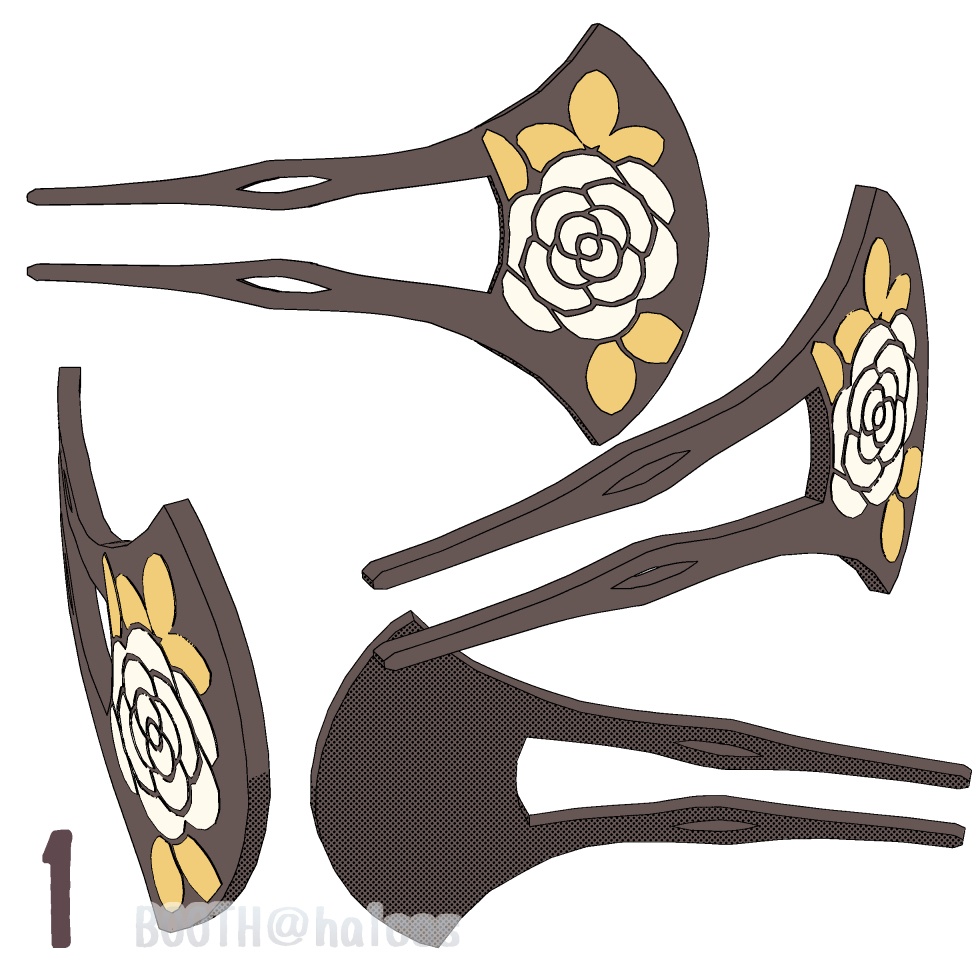 【3D】アクセサリー/かんざし/バチ型