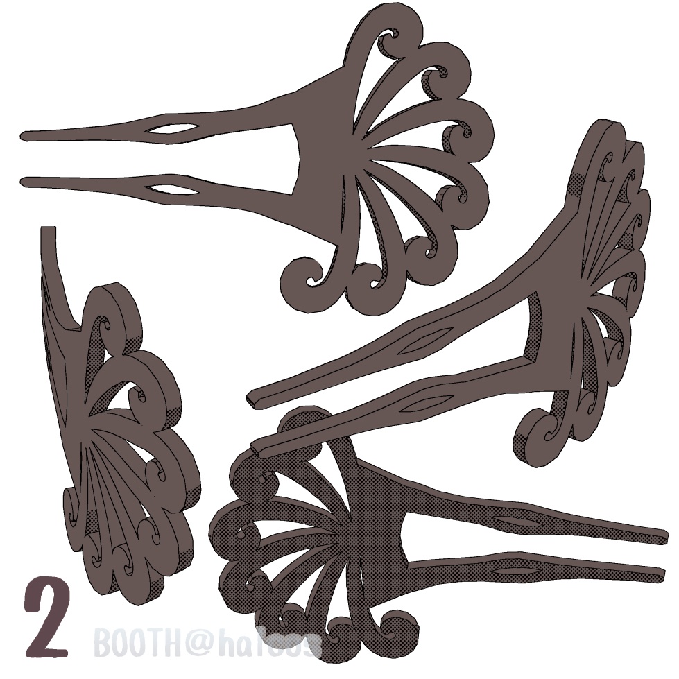 【3D】アクセサリー/かんざし/バチ型