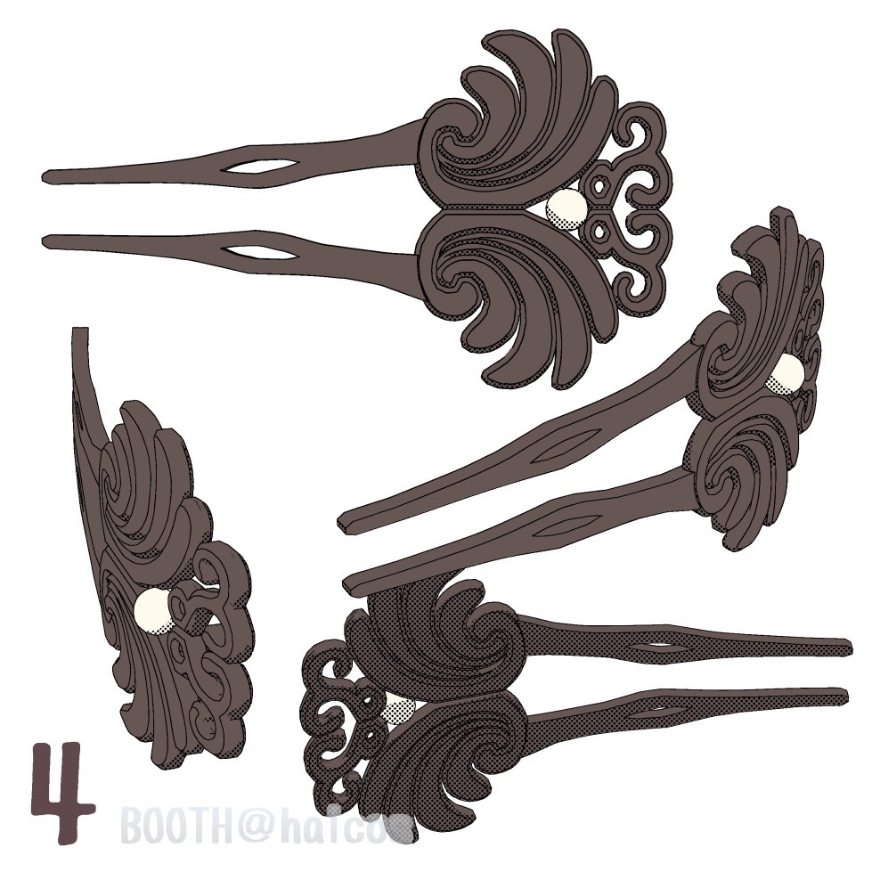 【3D】アクセサリー/かんざし/バチ型