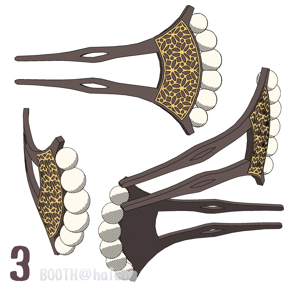 【3D】アクセサリー/かんざし/バチ型