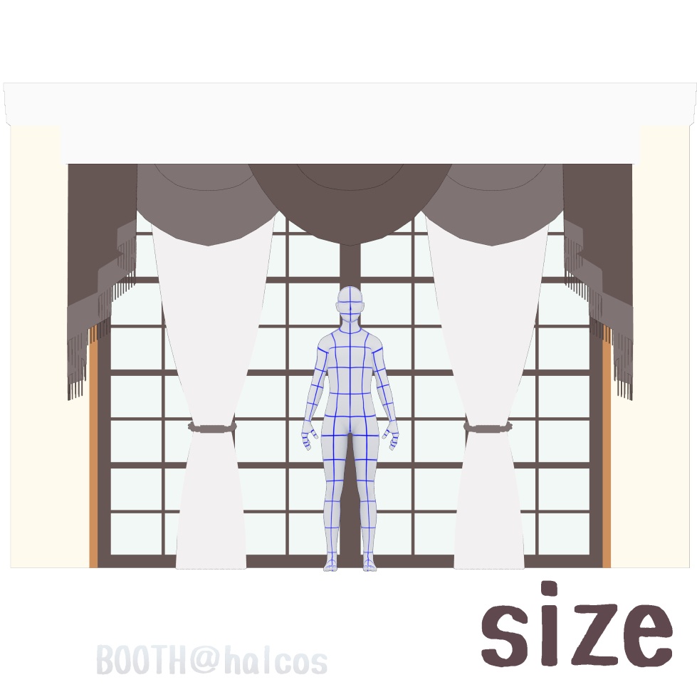 【3D】小道具/豪華なカーテン/閉/開/半開(2種)