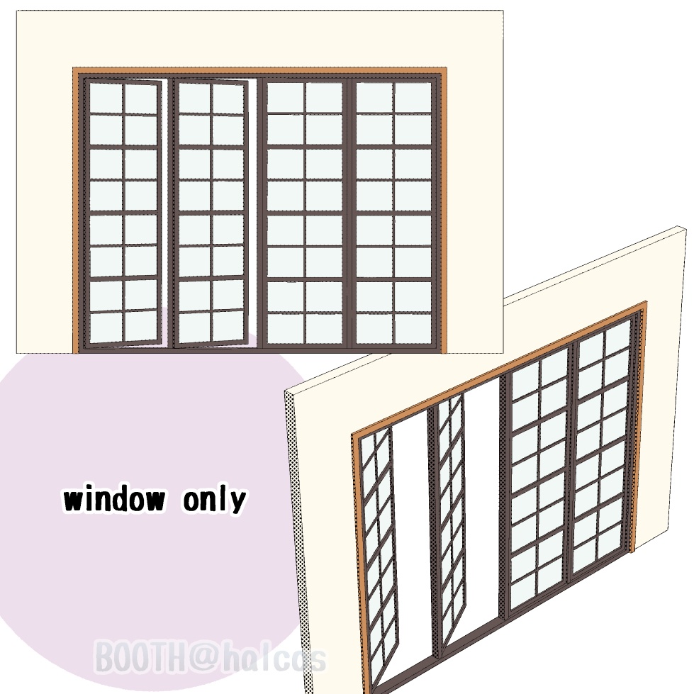 【3D】小道具/豪華なカーテン/閉/開/半開(2種)