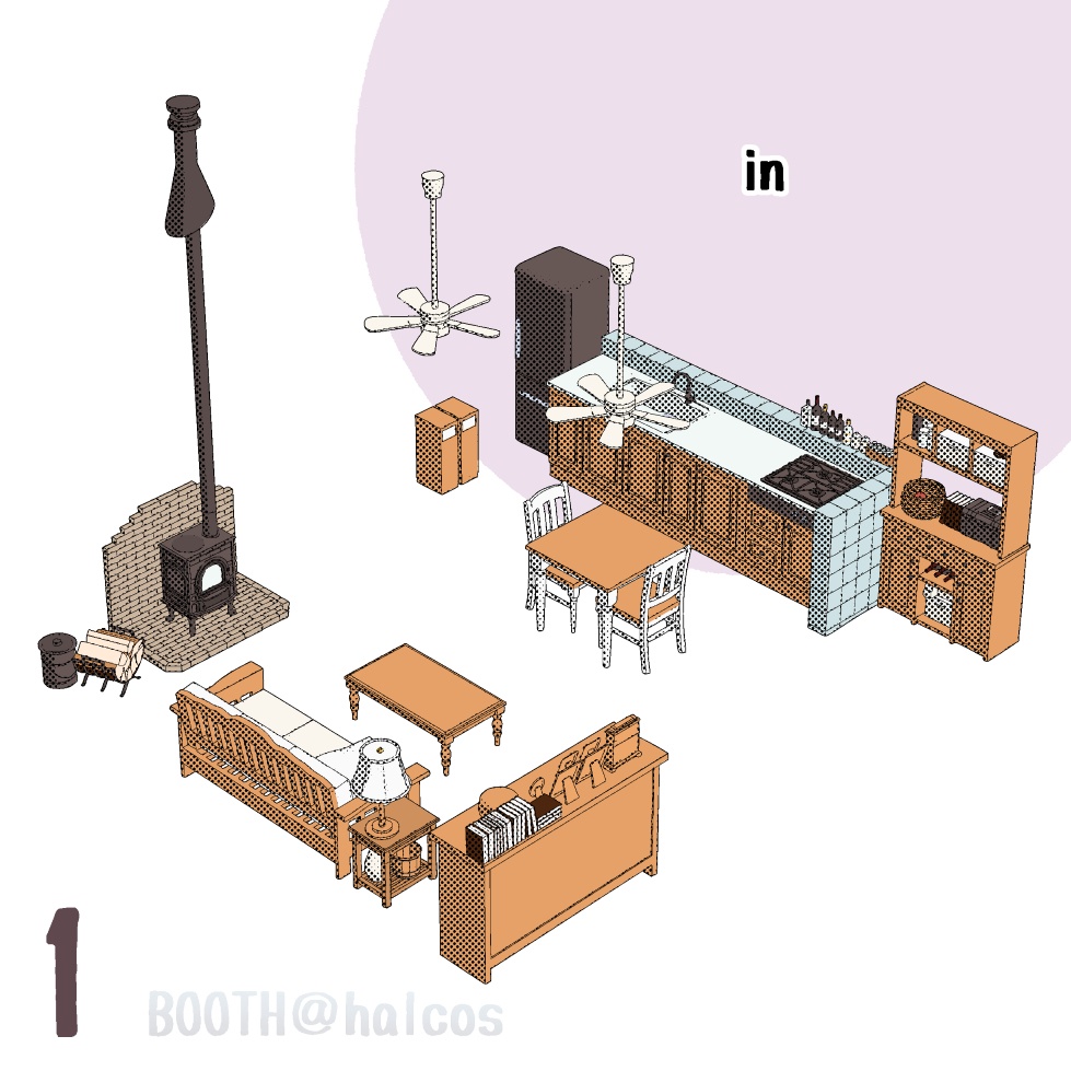 【3D】舞台/LDK/ログハウス